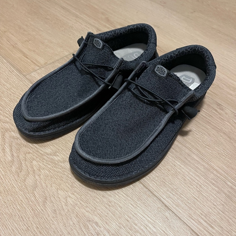 Hey Dude Dark Grey Wally Stretch Canvas Mens 12 Slip On Shoes